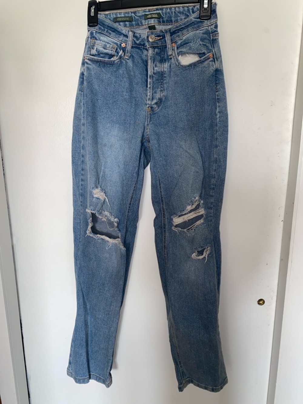 wild fable Distressed Light Blue Straight Leg Jeans